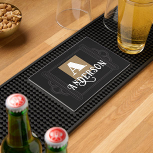 Monogram Deco Minimal Family Personalized Bar Mat