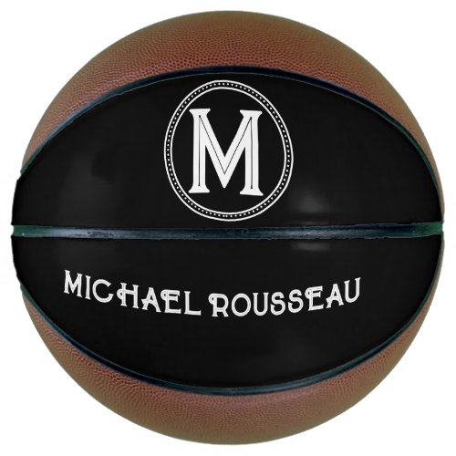 Monogram Decorative Name Black White Basketball