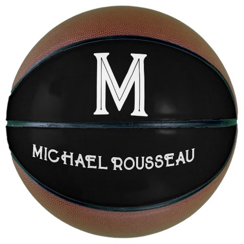 Monogram Decorative Name Black White Basketball