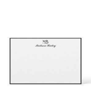 Monogram Decorative Typography Black Border Stationery