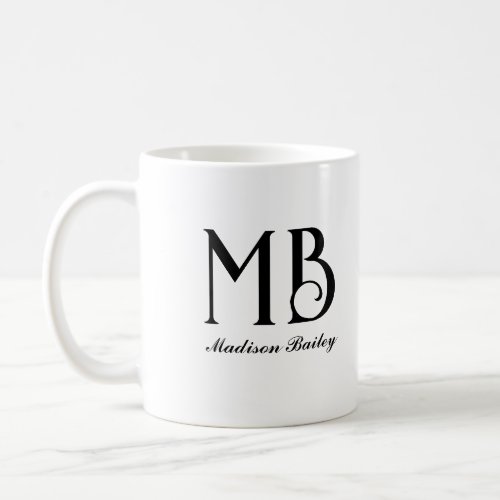 Monogram Decorative Typography Black Coffee Mug