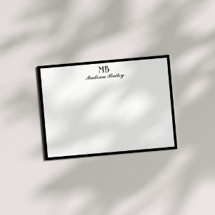 Monogram Decorative Typography Black & White Note Card