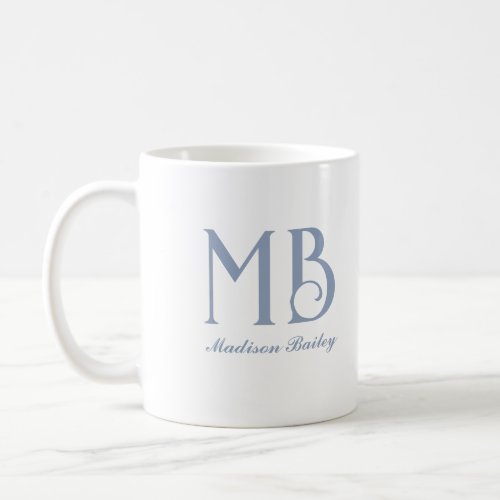 Monogram Decorative Typography Dusty Blue Coffee Mug