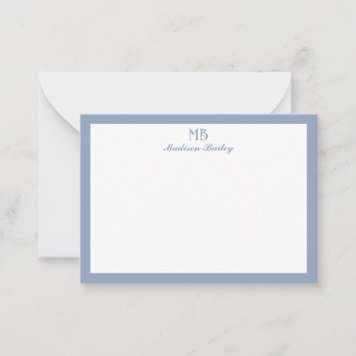 Monogram Decorative Typography  Dusty Blue Note Card