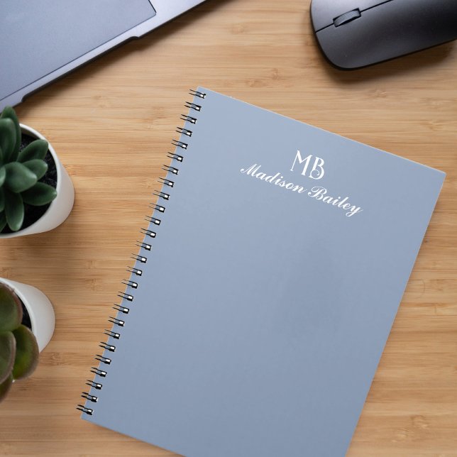 Monogram Decorative Typography Dusty Blue Notebook (Creator Uploaded)