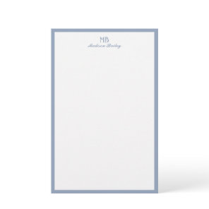 Monogram Decorative Typography Dusty Blue Portrait Stationery