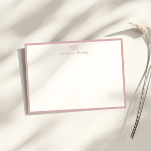 Monogram Decorative Typography Dusty Pink Note Card