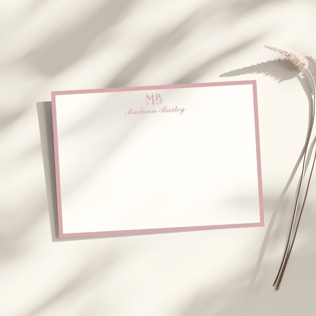 Monogram Decorative Typography | Dusty Pink Note Card (Creator Uploaded)