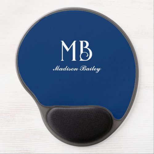 Monogram Decorative Typography  Navy Blue Gel Mouse Pad