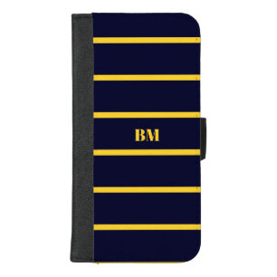 Monogram Deep Blue and Yellow Stripes iPhone 8/7 Plus Wallet Case