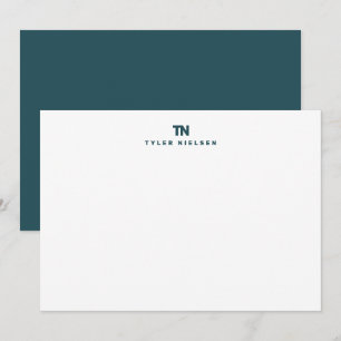 Monogram Deep Emerald Green Typography Note Card