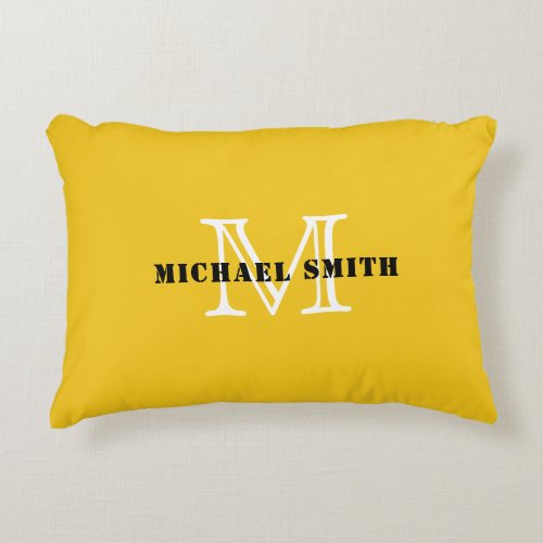 Monogram Deep Lemon Background Accent Pillow