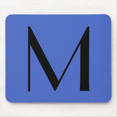 Monogram Deep Royal Black Modern Add Name Initial Mouse Pad