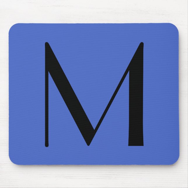 Monogram Deep Royal Black Modern Add Name Initial Mouse Pad (Front)