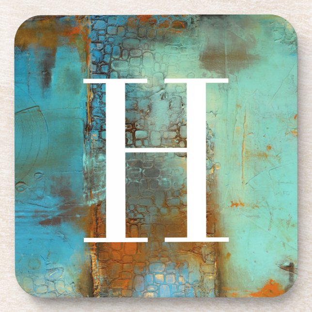 Monogram | Deja Blue Beverage Coaster (Front)