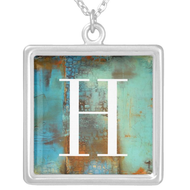 Monogram | Deja Blue Silver Plated Necklace (Front)