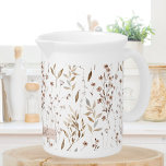 Monogram Delicate Brown Wildflowers Leaves Beverage Pitcher<br><div class="desc">Start your day with rustic mug! This monogrammed beverage pitcher features elegant watercolor wildflowers,  brown leaves,  and a pretty floral design.</div>
