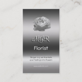 Monogram, Delicate Rose Florist, metallic-effect Business Card