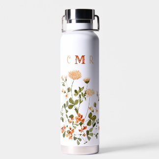 Monogram Delicate Spring Floral Botanical  Water Bottle