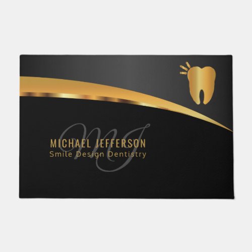 Monogram Dentist Office  _ Black and Gold Doormat