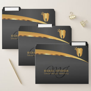 Monogram Dentist Office - Black and Gold File Folder