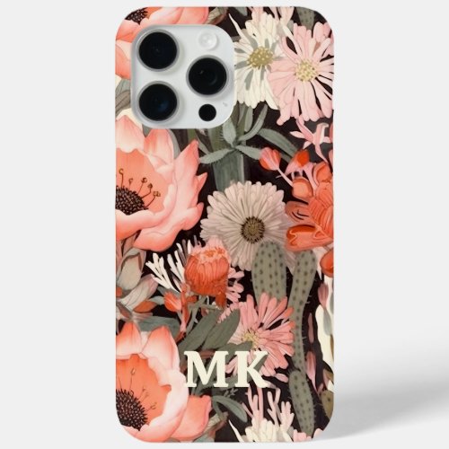 Monogram Desert Wildflowers Modern Floral iPhone 15 Pro Max Case