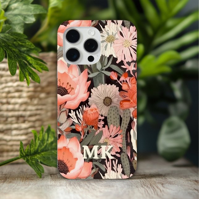 Monogram Desert Wildflowers Modern Floral Case-Mate iPhone Case (Creator Uploaded)