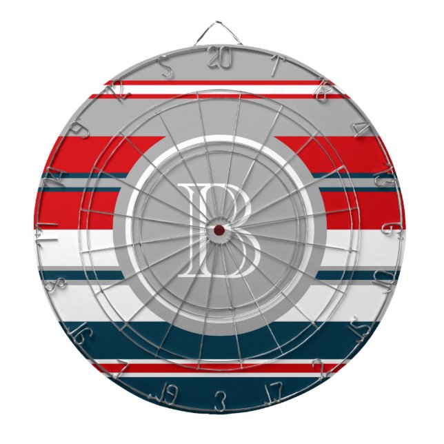Monogram design dartboard with darts (Front)