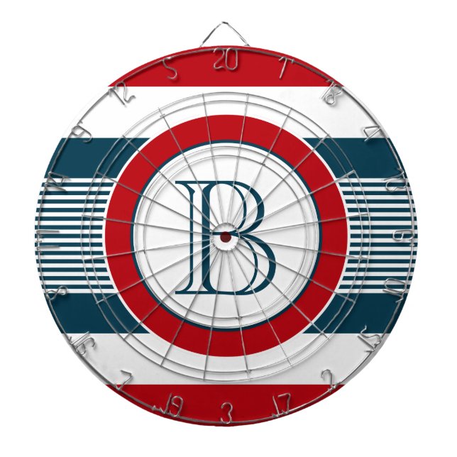 Monogram design dartboard with darts (Front)