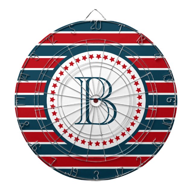 Monogram design dartboard with darts (Front)