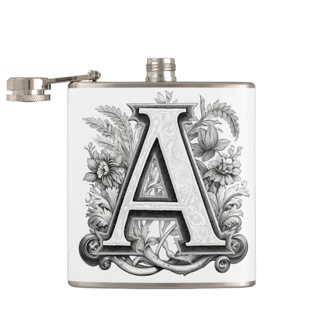 Monogram Design Flask (Opened)