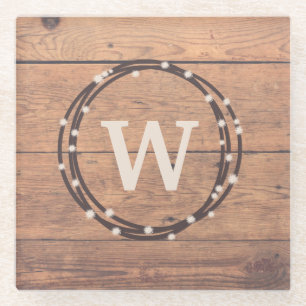Monogram design glass coaster