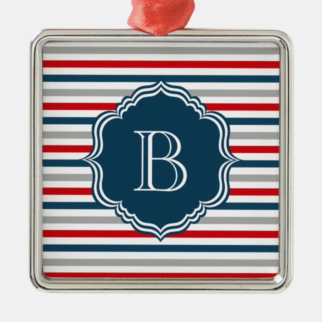 Monogram design metal ornament (Front)