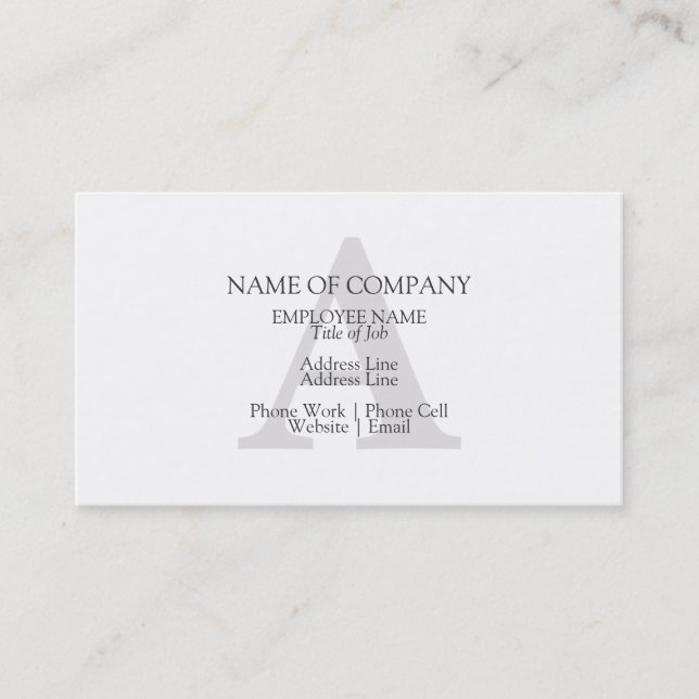 Monogram Design Monogrammed Custom Personalized Business Card (Front)