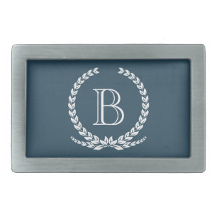 Monogram design rectangular belt buckle