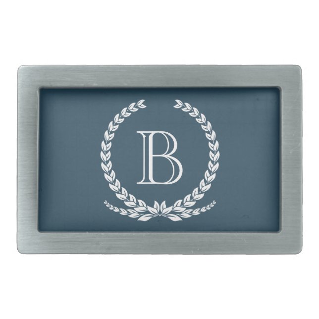 Monogram design rectangular belt buckle (Front)