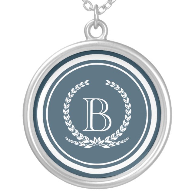 Monogram design silver plated necklace (Front)