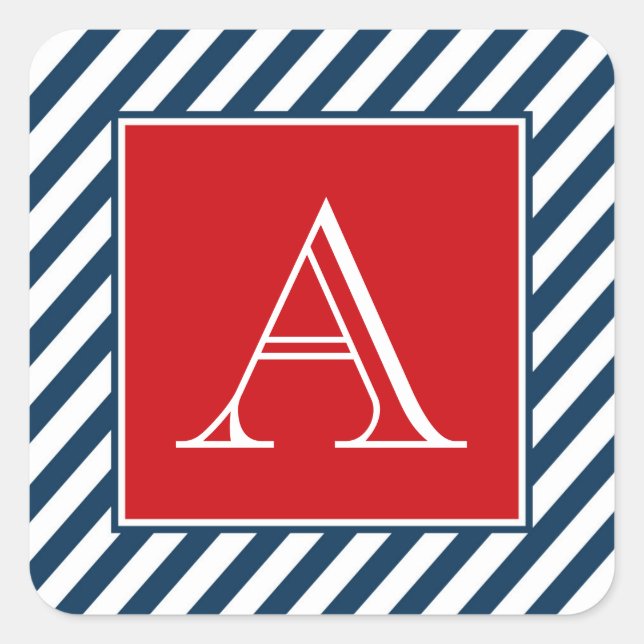 Monogram design square sticker (Front)