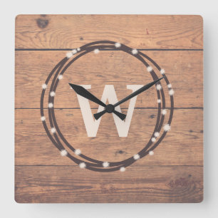 Monogram design square wall clock