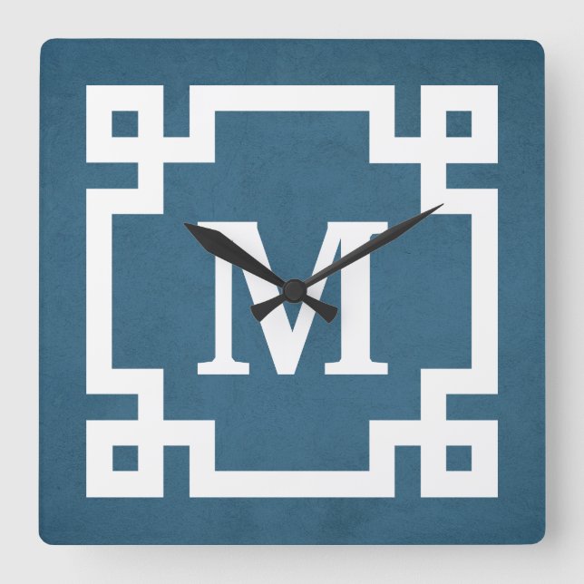 Monogram design square wall clock (Front)