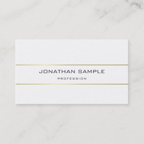 Monogram Design Trendy Plain Modern Gold Striped Business Card