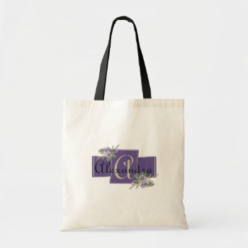 Monogram Design With Flowers Tote Bag by EmptyCanvas at Zazzle