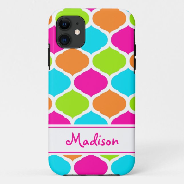 Monogram Designer Quatrefoil Lattice Pattern Case-Mate iPhone Case (Back)