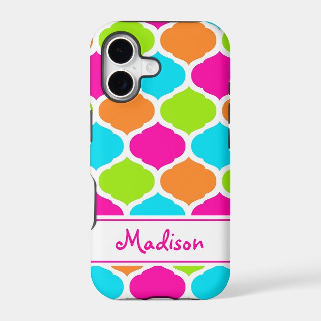 Monogram Designer Quatrefoil Lattice Pattern Iphone Case (Back)