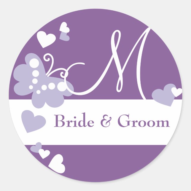 Monogram Designer Wedding stickers (Front)