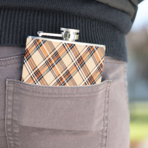 Monogram, Diagonal Plaid Vinyl Wrapped Hip Flask