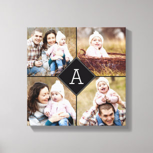 Monogram Diamond Custom Photo Canvas Print