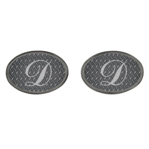 Monogram Diamond Metal Plate Cufflinks