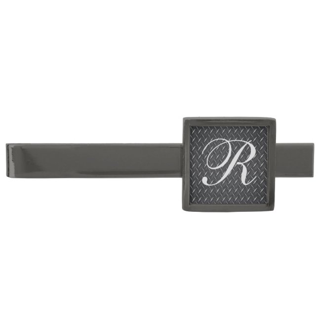 Monogram Diamond Metal Plate Tie Bar (Front)