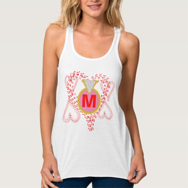 Monogram Diamond Ring Red Hearts Tank Top (Front)